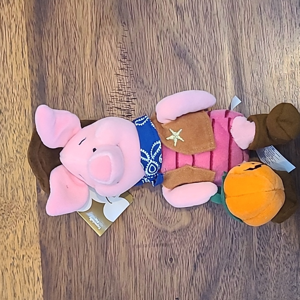 Vintage Disney Store Cowboy Piglet 8" Mini Bean Plush Halloween Winnie The Pooh